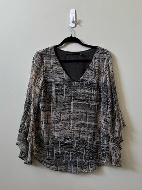 Iris Setlakwe neutral flowy sleeve v-neck blouse top